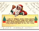 Santa Claus With Bell Christmas Greetings Arts and Crafts DB Postcard W7 - $6.88