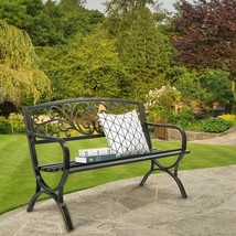 50&quot; Bronze Bench Outdoor Patio Garden Cast Iron Metal Antique Style Love Seat - £86.98 GBP