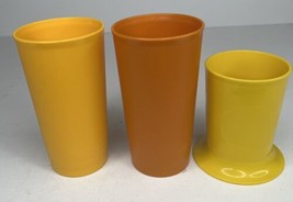 Vintage Tupperware 12 oz Tumblers Cups 873  Lot of 2 Gold Orange &amp; Foote... - $7.74