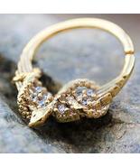 Gold Plated Jeweled Wings and Snake Seamless Ring / Septum Ring - £14.81 GBP