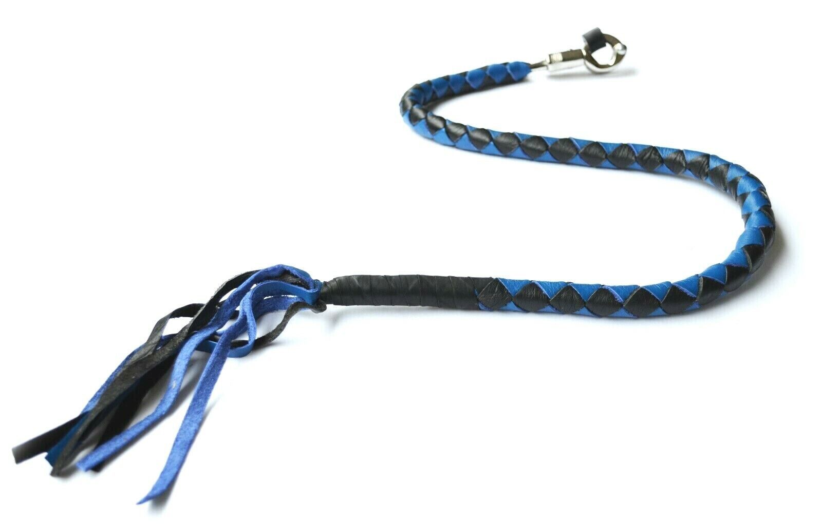 Genuine Leather Motorcycle Whip Get Back whip with Tassels 41&quot; BLACK / BLUE - $26.99