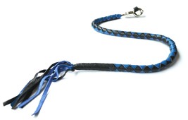 Genuine Leather Motorcycle Whip Get Back whip with Tassels 41&quot; BLACK / BLUE - £21.23 GBP