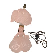 Vintage LE Smith Pink Glass Southern Belle Lady Boudoir Dresser Lamp &amp; Shade - £30.43 GBP