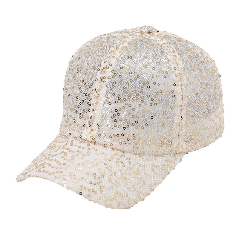 Hollow Breathable Sunshade Net Hat Female Sequined Sun Hat Casual Peaked Cap