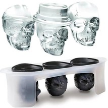 3pcs Skull Ice Mold Halloween 3d Ice Cube Ball Silicone Tray Maker For Whiskey - £15.76 GBP