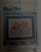 Bucilla Gardening Bunnies Birth Record Cross Stitch Kit Baby Gift Stamped NOS - £10.24 GBP