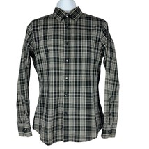 Express Men&#39;s Black Plaid Fitted Long Sleeved Dress Shirt Size S - £13.79 GBP