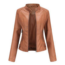 Women Spring Autumn Faux Leather Jackets Zipper Basic Coat Moto Biker Ca... - £66.82 GBP