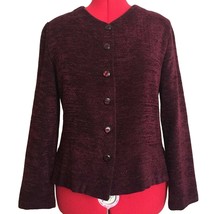 First Option Jacket Women Size M Burgundy Wine Textured Woven Button Up ... - £31.34 GBP