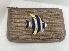 Vera Bradley Straw RFID Wristlet Angelfish Fish No Cord Brown See Photos - £11.10 GBP