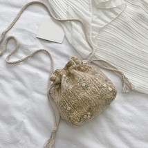 Wer decor design shoulder messenger handbags women elegant straw woven small drawstring thumb200