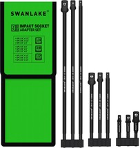 Swanlake 9-Piece Impact Grade Power Drill Sockets Adapter Sets, 3-Inch 6-Inch - $44.97