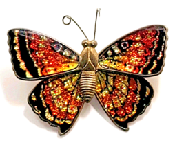 Vintage Butterfly Multicolor Glitter Enamel Gold Tone Brooch Pin Insect ... - $13.99