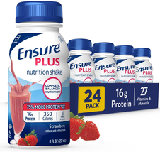 24-PACK Lot Ensure Plus Strawberry Nutrition Shake with 16 Grams of Protein 8 oz - $60.98