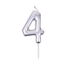 Birthday Candles Ten Years Silvery Happy Birthday Number 4 Candle for Ca... - $21.24