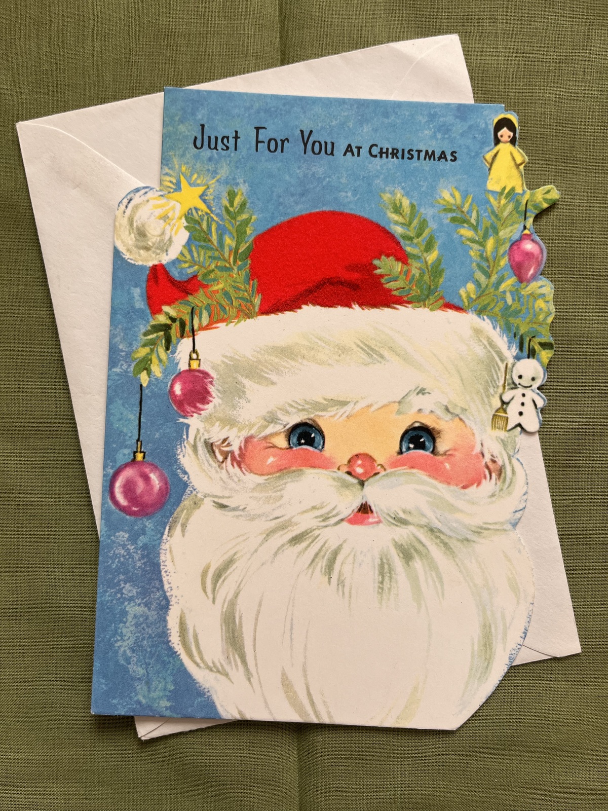 Primary image for Vintage 60s Mid Century Gibson Christmas Holiday Santa Claus Card Unused