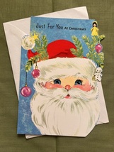 Vintage 60s Mid Century Gibson Christmas Holiday Santa Claus Card Unused - $6.00