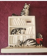 B Kliban Cats White Ceramic Bookend Wimsical  Black Tabby Kitties Sigma - €38,18 EUR