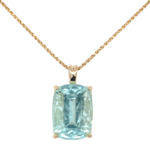14k Yellow Gold 12.82 Carat Genuine Natural Aquamarine Pendant 24&quot; Chain... - $1,475.10