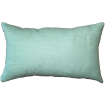 Tuscany Linen Aqua Green Throw Pillow 12x19, Complete with Pillow Insert - £24.67 GBP
