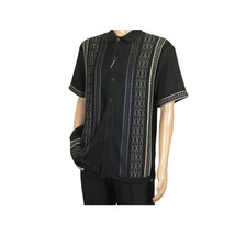 Men Silversilk 2pc walking leisure Matching Suit Italian woven knits 51017 Black image 3