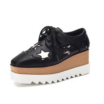 Casual Shoes Women Autumn Luxury Leather Barefoot Platform Stars Shoes Female Wi - £58.62 GBP