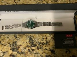 Timex Q Falcon Eye Reissue 38mm Stainless Steel Silver/Green Watch TW2T9... - $139.99