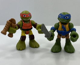 Lot Teenage Mutant Ninja Turtles Michelangelo Leonardo Action Figures 2014 - £9.86 GBP