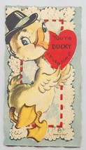 1940&#39;s Vintage Anthropomorphic Duck w/ Hat - You&#39;re Ducky Valentine Die Cut USA - £11.02 GBP