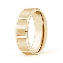 ANGARA Satin Finish Grooved Comfort Fit Wedding Band in 14K Solid Gold - £603.59 GBP