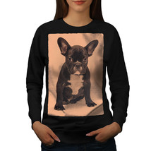 Wellcoda Bulldog Photo Dog Womens Sweatshirt, Unhappy Casual Pullover Jumper - £22.97 GBP+