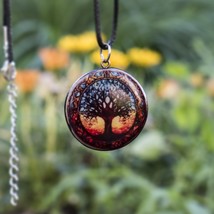 Unisex Tree of Life Necklace, Unique Fashion Jewelry, Dried Flowers Necklace, Oc - £50.99 GBP