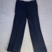 Tommy Hilfiger Wool Formal Dress Pants 36x30 Black Pinstripe Suit Trousers - £15.72 GBP