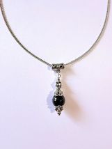 Black Tourmaline necklace filigree silver necklace tourmaline necklace b... - $47.88 CAD