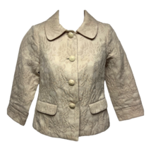 Old Navy Womens Jacket Coat Ivory Floral Buttons Flap Pockets Embroidered XS - £17.00 GBP