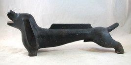 Antique Cast Iron Black Wiener Daschund Dog Boot Scraper Door Stopper - $134.99