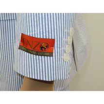 Men's Seersucker Suit Light Weight 100% Cotton By ENZO E58303-1 Blue image 2