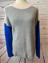 Boden Sofie Knit Sweater Medium Cashmere Wool Blend Colorblock Pullover - $29.12