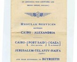 MISR Airlines Spring 1935 Time Table Cairo Alexandria Jerusalem Gaza Tel... - $493.02