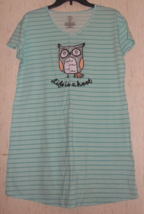 NEW WOMENS &quot;Life is a hoot&quot; OWL STRIPED KNIT SLEEPSHIRT NIGHTGOWN SIZE S... - £17.10 GBP