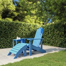 Garden Adirondack Chair with Footstool HDPE Aqua Blue - £89.66 GBP