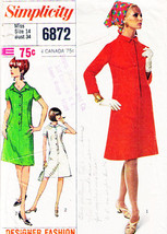 Misses&#39; COAT DRESS Vintage 1966 Simplicity Pattern 6872 Size 14 - £11.76 GBP