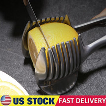 Stainless Steel Cutting Aid Slicing Holder,Handheld Tomato Slicer Lemon Cutter - £12.78 GBP