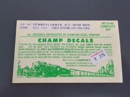 Vintage Champ Decals No. HB-40 Pennsylvania RR PRR Boxcar HO - £9.38 GBP