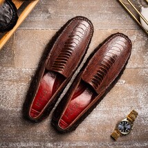 Alba Kango Slip On Classic Shoes Crocodile Skin Tabac image 9