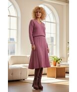 Vintage 70-80s Boho Pink Muave Knit Skirt Midi &amp; Sweater 2pc Set Small - $82.25 CAD