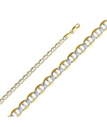 Genuine 14k Two-tone Gold 6.5mm Wide Pave Flat Mariner Chain 8&quot; Men&#39;s Br... - $1,242.86 CAD