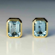 3.00 carat earrings button pressure Aqua Cut Emerald... - £72.61 GBP