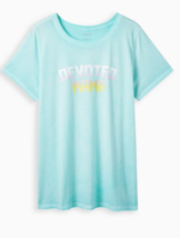 Torrid Plus Size 3X Aqua &quot;DEVOTED MAMA&quot; T-Shirt, Classic Fit, NWT - $29.99