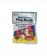 VINTAGE YOUNG TIMES BABY&#39;S FIRST PLAY BOOK OUR ANIMAL FRIENDS VINYL SOFT... - $14.25